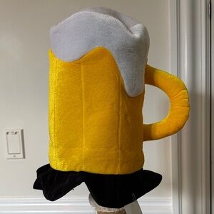 Yellow Beer Mug Plush Hat, one size